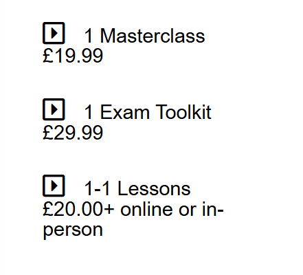 Masterclasses, Lessons, Exam Toolkits